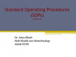 Standard Operating Procedures (SOPs) Lecture 9 - SlideServe