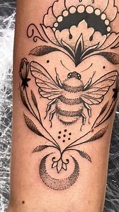 custom drawn bee tattoo design done by Billy Malia Ink Tattoos & Piercing | Malia Ink Tattoos & Piercing