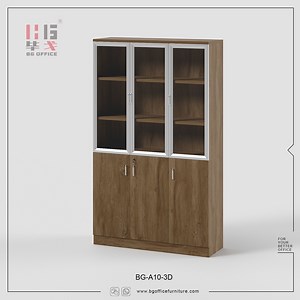 [Hot Item] 3 Aluminum Glass Door Storage Bookshelf Wooden Furniture Filing Cabinet Office Bookcase
