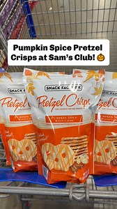 🎃 YUM! These Pumpkin Spice White Crème Pretzel Crisps are BACK and are SO GOOD! The perfect fall treat and just $9.48! #samsclub #pumpkinspiceeverything #pretzels | Sam’s Club Lovers