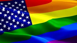 Stars and stripes with colorful of gay pride rainbow flag. Rainbow...