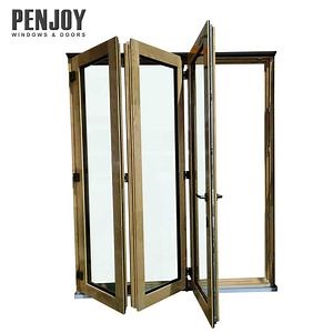 [Hot Item] Penjoy Exterior Door Design Customized Balcony Door Double Glazed Bi-Folding Door Folding Sliding Glass Door