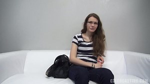 Amateur Czech girl with glasses gets fucked at casting