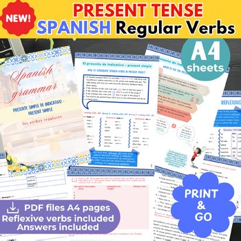 SPANISH present tense regular verbs worksheet Spanish Reflexive Verbs Activities