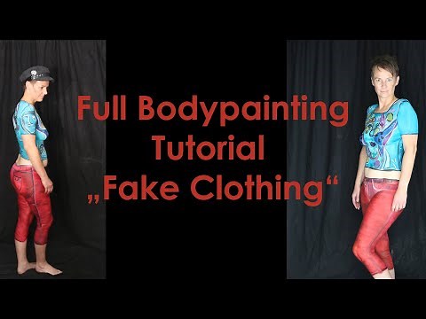 Jeans-Bodypainting Tutorial- painted Top and Jeans Part 2/2 -Anja mit gemaltem Top und Jeans