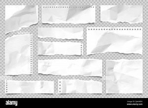 Ripped paper strips isolated on transparent background. Realistic crumpled paper scraps with torn edges. Sticky notes, shreds of notebook pages Stock Vector Image & Art - Alamy