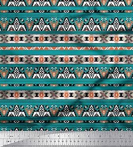 Amazon.com: Soimoi Cotton Canvas Green Fabric - by The Yard - 42 Inch Wide - Aztec Southwestern - Timeless Appeal with Aztec-Inspired Southwestern Patterns Printed Fabric