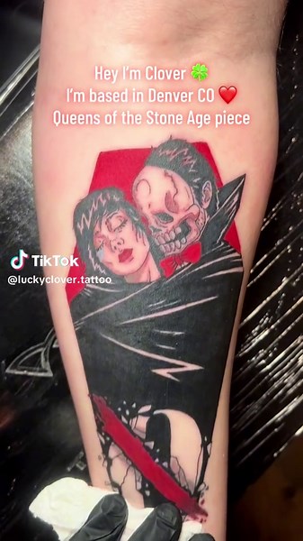 I’m finally starting posting to tiktok! Email to book with me ❤️ #denver #colorado #tattoo #denvertattoo #denvertattooartist #denvertattoo #tattooartist #queensofthestoneage #bandtattoo #