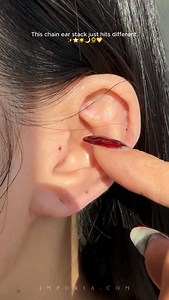 This chain ear stack hits different 💖 Comment EARRINGS if you need the link or shop now at www.impuria.com ✨ #earpiercings #earstack #earcuration #earrings #earstyling | Impuria Piercing Jewelry