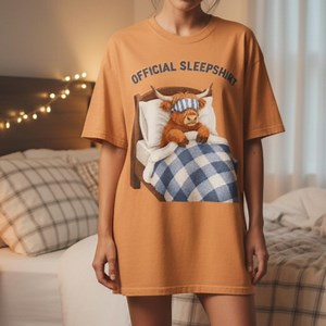 Highland Cow Official Sleepshirt, Latch Hook Yarn Crochet Style Tee, Funny Bedtime Shirt, Cozy Cow Lover Gift, Sleep Shirt for Women and Men - Etsy