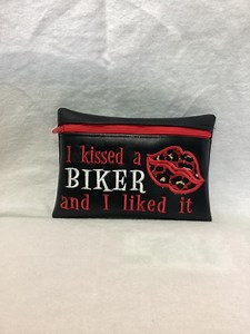 Kissed a Biker Makeup Bag | Embroidered Zipper Bag | Cosmetic Bag | Toiletries Bag | Personal Hygiene Bag | - Etsy Canada