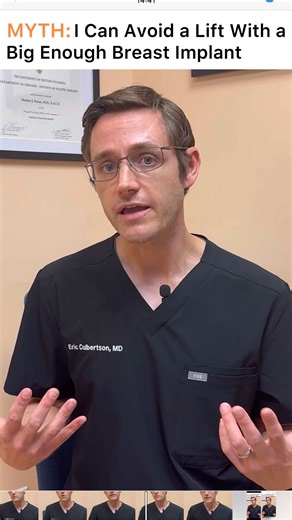 Dr. Culbertson dispels a common myth about breast implants and mastopexies. When you really need a breast lift, taking a shortcut by using a large implant to “take up the slack” instead will not achieve the desired result and may leave you worse off than you started. The scars will fade well over time and the results will be well worth it. | Plastic Surgery Associates of Santa Rosa & Allegro MedSpa