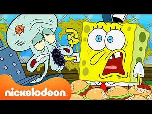 Bob l'éponge | 3 heures de chaos au Crabe Croustillant ! 🍔 | Nickelodeon France