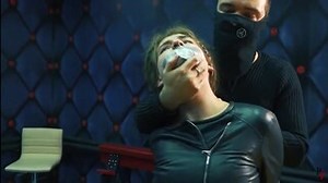 girl n leather pants jacket kidnapped tied tickled