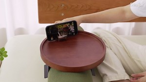 2 Pack Sofa Arm Tray,11.8“ Adjustable Natural Wood Couch Arm Trays Tables with Phone Holder,More Anti-Slip Clip On Chair Table Tray,Round Couch Armrest Cup Holder for Drinks Snack Eating