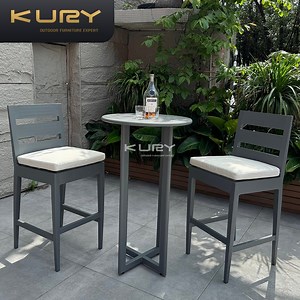 [Hot Item] Modern Outdoor Garden Patio Dining Room Aluminum Table Furniture Height Stool High Back Bar Chair