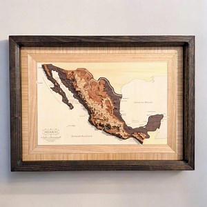 Mexico Wooden Carved Map | Mapa De Mexico | Office Interior Decor - Etsy