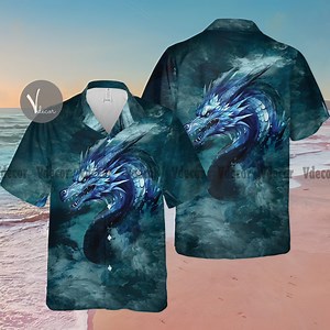 Chemise hawaïenne dragon bleue, chemise animal pour homme et femme, chemise de plage d'été, cadeaux pour amoureux de dragon, chemise de vacances Dragon Life, cadeaux dragon - Etsy France