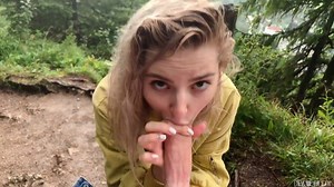Busty teen swallows cum after public blowjob - Eva Elfie