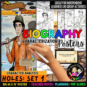 Holes Activities Novel Book Study Biography Character analysis Louis Sachar