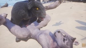 Lunatic Life Rasha Furry Wolf Chica en la playa