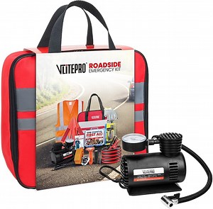 Roadside Emergency Car Kit with Portable Air Compressor & Jumper Cables, for Women, Men, Teens
