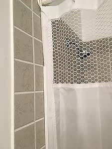 Splash Guard Shower Curtain (66 inch Wide with mesh), 66 inchwide White with Mesh, White