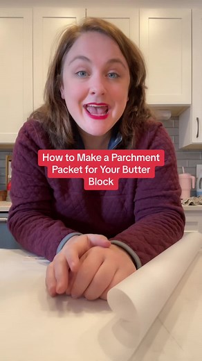 How to fold a parchment packet to make your butter block for laminating croissant dougj! #baker #bakingtiktok #learnontiktok #baketok
