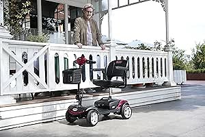 4 Wheeler for Adults，Mobility Scooter for Adults, Seniors, Plum, Folding and Detachable, Front & Rear LED Light, Powerful Motor, Intelligent Electromagnetic Brake, Solid Tyres