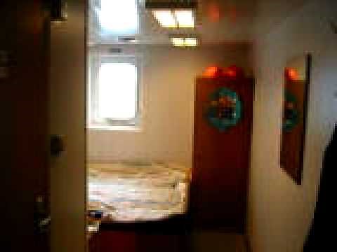 passenger cabin aboard freighter / container ship crossing the ocean