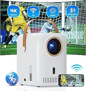 Auto Focus & Keystone5G WiFi Bluetooth 1080P projector with 4k support, 12000 lumens LED projector, auto focus and trapezoid correction Smart projector, outdoor projector for iOS/Android/TV