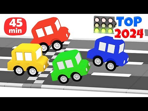 Top 2024 d’animation avec voitures. Les aventures de 4 voitures colorées. Pour les petits