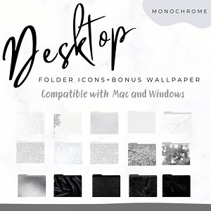 Monochrome Desktop Folder Icons – Mac & PC, Bonus Wallpaper (digital Download) - Etsy