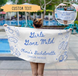 Personalized Girls Gone Mild Bachelorette Beach Towel Girls Night in Bridal Party Gift Spa Bachelorette Girls Weekend Custom Party Favors - Etsy