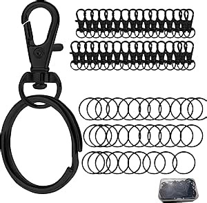 Keychain, 68PCS Swivel Snap Hooks with Key Rings, Metal Lobster Claw Clasp,34PCS Keychains Clips Hooks and 34PCS Key Chain Rings,Keychain Rings for DIY Crafts,Jewelry Making (Black)