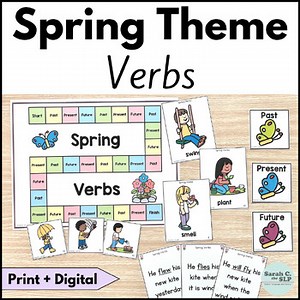 Spring Regular & Irregular Verbs Grammar Unit Activities for Speech Therapy