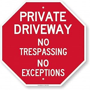 SmartSign "Private Driveway - No Trespassing, No Exceptions" Sign | 18" x 18" Aluminum, Made in USA