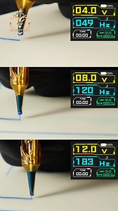 355K views · 3.8K reactions | ⚡ Linework Comparison: 4V | 8V | 12V ⚡ ⚡ Same machine, different voltage — different lines! ⚡  Drop your pick below — 4V, 8V, or 12V? | Ambition Tattoo Machines | Facebook