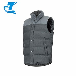 [Hot Item] Custom Winter Windbreaker Plain Neon Orange Down Puffer Vest for Men