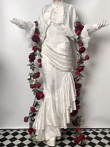 11K views · 803 reactions | 懶 Elevate your Gothic Lolita style with this white high-waist mermaid skirt, featuring a built-in boned corset and asymmetrical cascading flounce hem for a dramatic and refined silhouette. 驪 ✨ Mermaid Skirt — search “PPMBK-041” on devilinspired.com — $62.00 ️ Complete your Gothic Lolita look.  Holiday Shopping Season! Free Shipping Over $69 #gothiclolita #darkfashion #elegantstyle #devilinspired | Devilinspired | Facebook