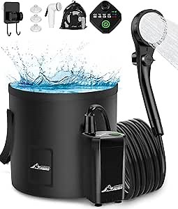 Rhino USA 5 Gal / 20L Portable Solar Camp Shower - Essential for Camping, Festivals, Overlanding, Beach Trips, Outdoor Shower and more!