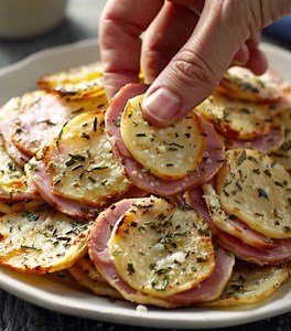 Savory Baked Ham & Herb Potato Slices for Family Bliss For the Potato Slices 2 pounds potatoes – choose a waxy variety for the best texture. 2 tablespoons olive oil – this adds a rich flavor and helps the herbs stick. 1 teaspoon salt – enhances the natural flavors of the potatoes. ...... Full Recipe in Coʍmеոτ 💬 | Sandra Recipes