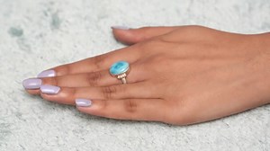 Dominican Larimar Ring / 925 Sterling Silver Ring / Oval Gemstone Ring / Bohemian Jewellery / Anniversary Gift for Wife - Etsy