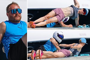 F1 star Valtteri Bottas works out with new girlfriend while wearing his HELMET