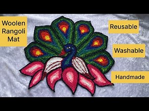 How to make Reusable , washable , handmade Woolen Rangoli Mat 🤗 #diy #rangolimat