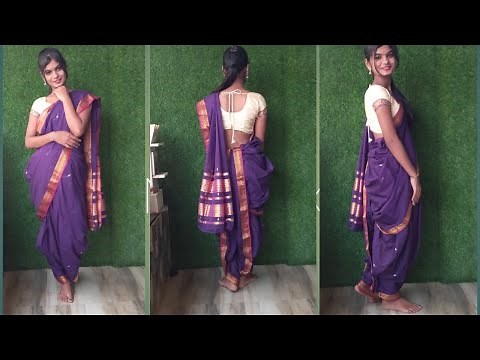 How to wear nauvari saree - kashta saree draping - Kolhapuri style saree drape - Maharashtrian saree