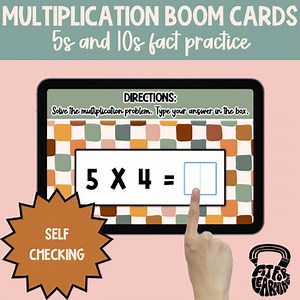 Multiplication Fact Practice Boom Cards // 5s and 10s Multiplication Facts
