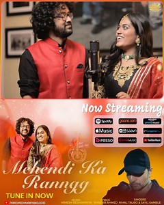 Himesh Reshammiya on Instagram: "After back to back 23 blockbuster hits in a row which have garnered more than 850 million views and more than 300 million audio streams in no time and still counting , here is our next track Mehendi Ka Ranngg composed by me from the blockbuster hit album Himesh Ke dil se sung by the very talented @nihal_tauro_official and @saylikamble_music with lyrics by @shabbir_ahmed9 , give it all your love @himeshreshammiyamelodies @thatleosoul"