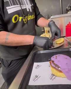 Say HALO to our UBE Cheese Burger! Enjoy the perfect combo of savory and sweet until 2/29. Dive into the Filipino-inspired delight with each tasty bite! | 1950 Originals