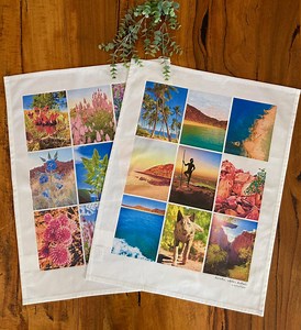 Australian Wildflower Tea Towel, Karratha Tea Towel, Perth Tea Towel, Western Australian Wildflower Gifts, Perth Souvenir, Sturt Pea,Pilbara